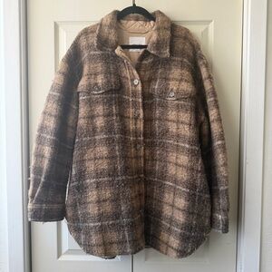 Aritzia Wilfred Free Ganna Shirt Jacket Plaid Wool Blend XL